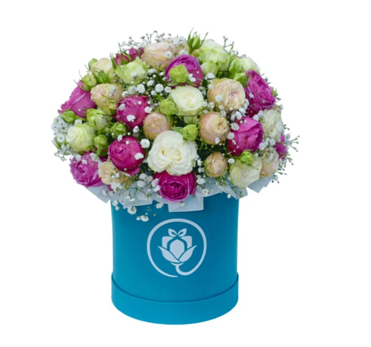 Flowers in a Box "Love is" with Peony Roses