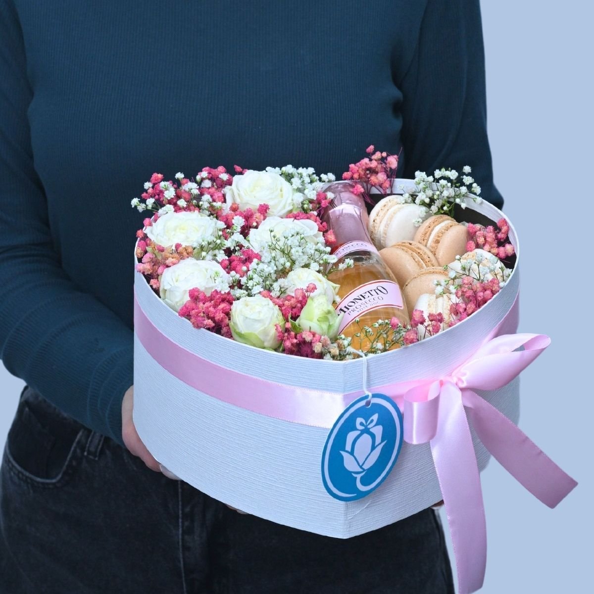 Romantic box with gypsophila