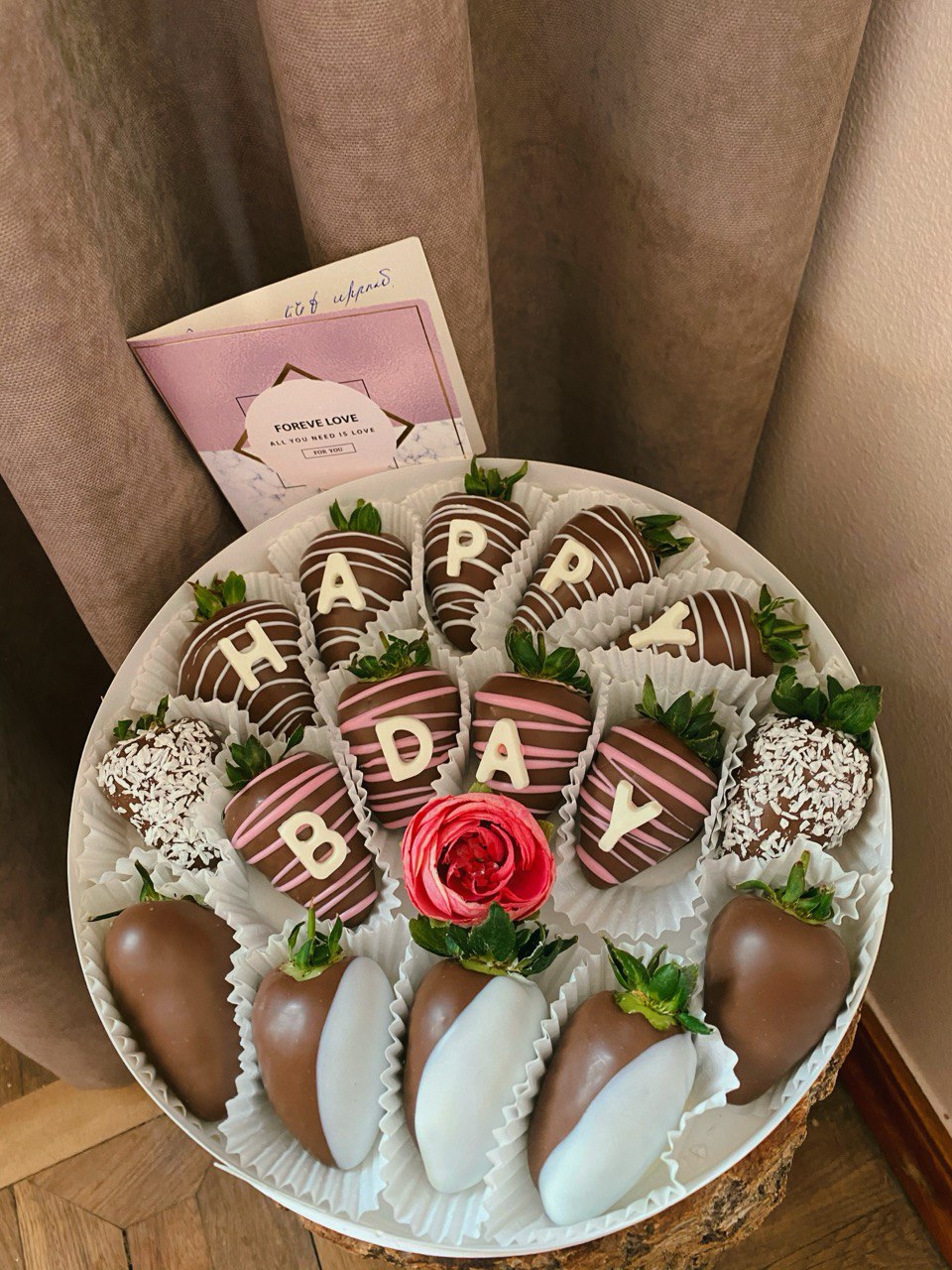 Birthday-themed strawberries