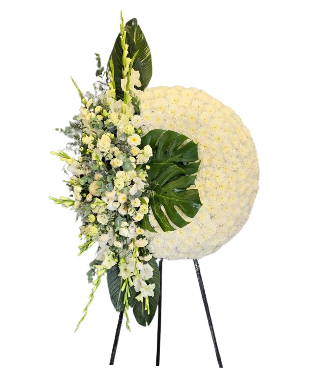 White Funeral Wreath 62