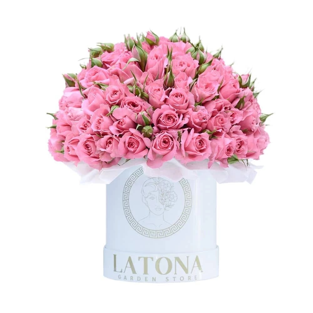 Flowers in a Box "Cupid" with pink Spray Roses
