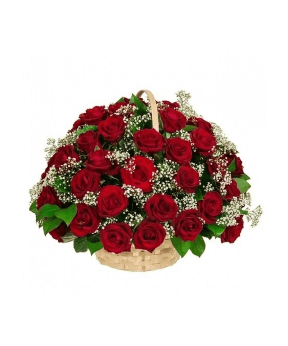 Classic basket with red roses
