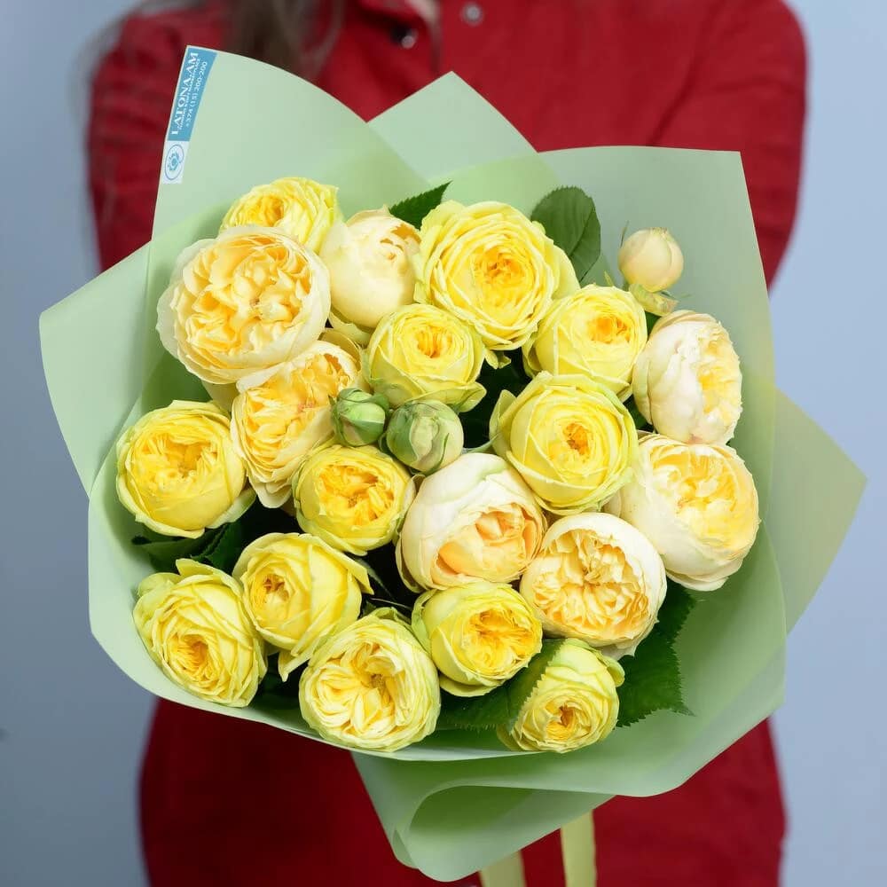 Bouquet "Zara" with Yellow Peony Roses