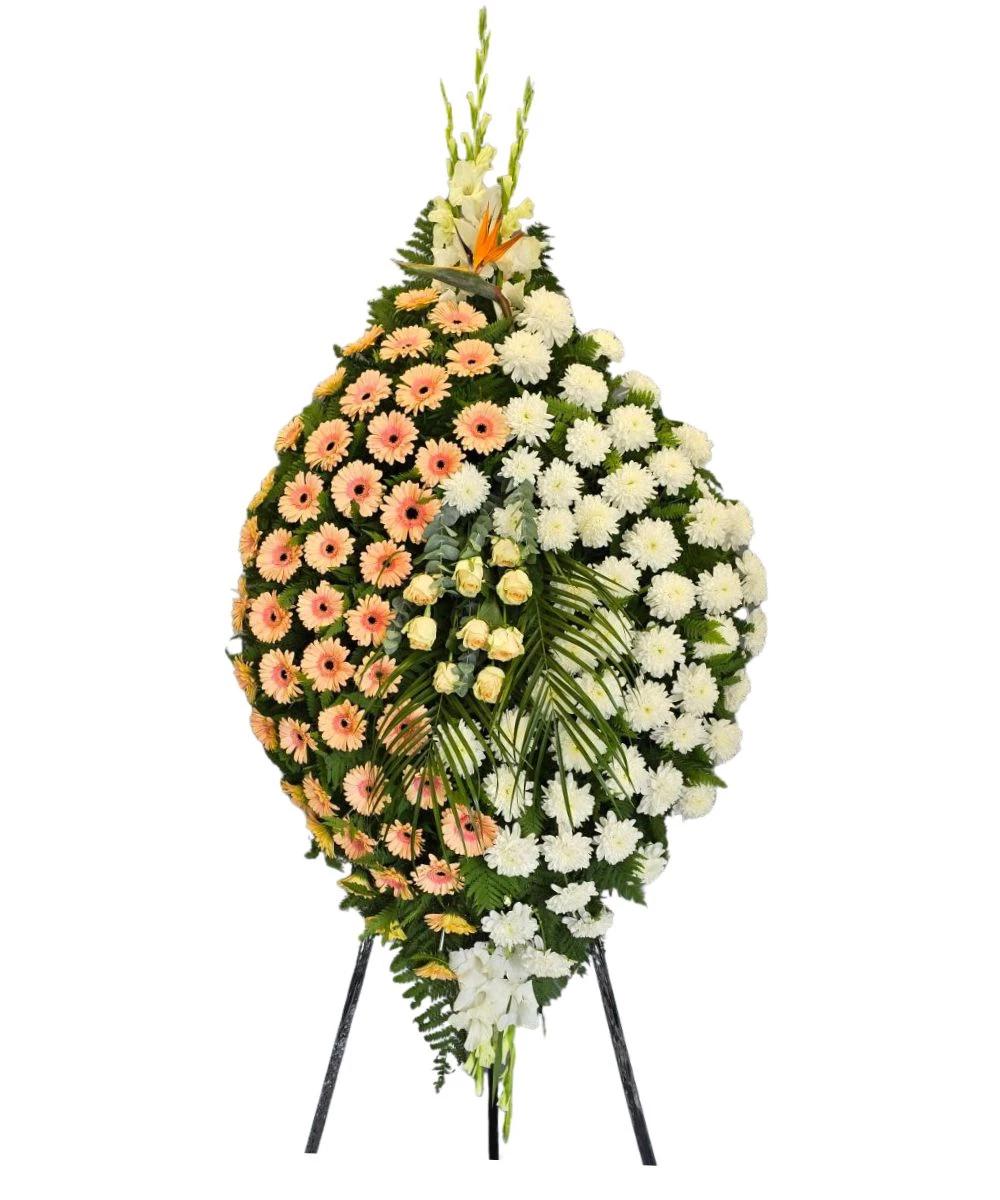Funeral wreath with peach flowers 53