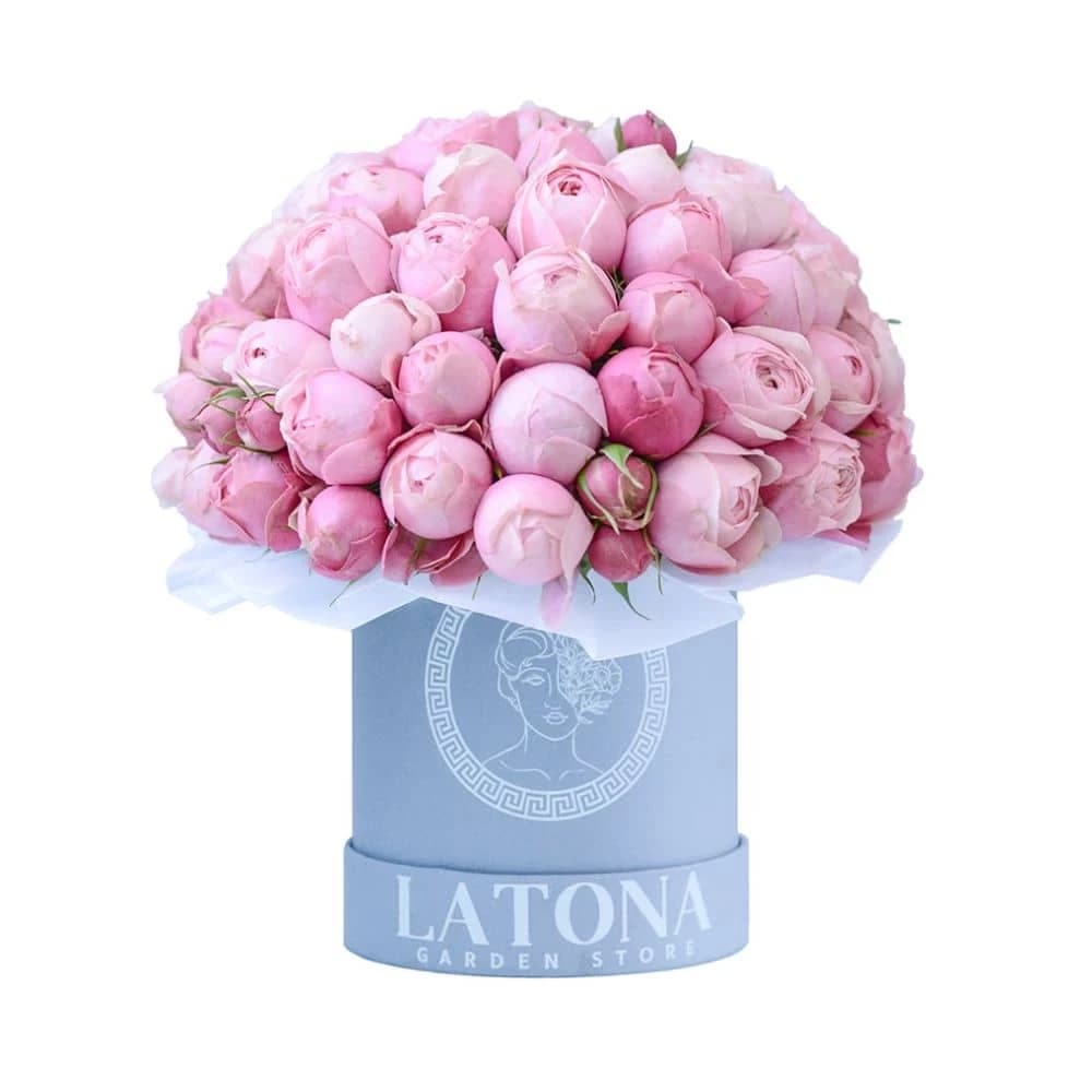 Flowers in a Box "Venera" with pink Peony Roses
