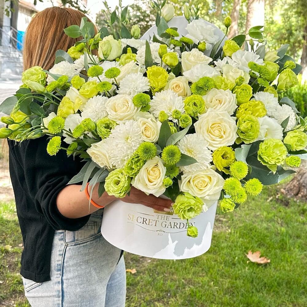 Flowers in a Box with white rose