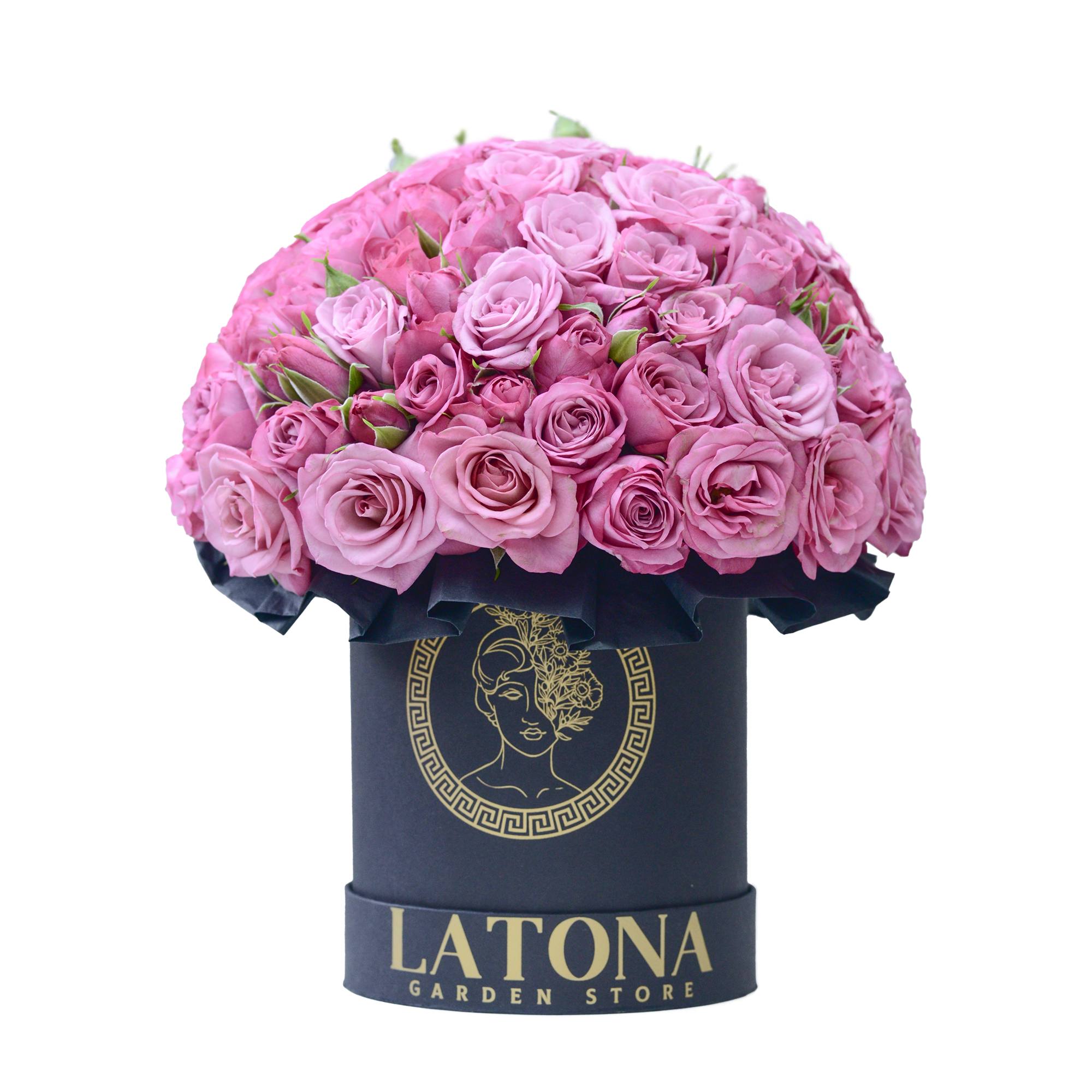 Flowers in a Box "Sedna" with pink Peony Roses