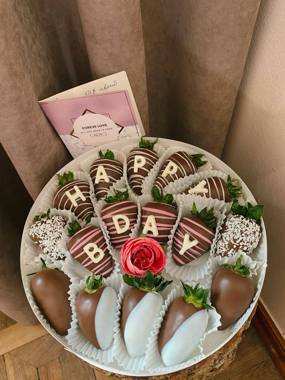 Birthday-themed strawberries