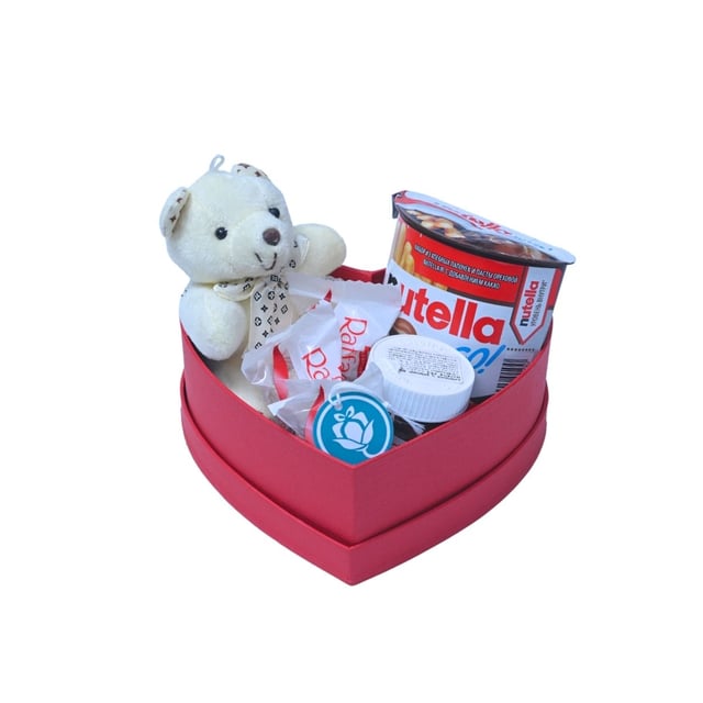 Small heart gift box with teddy and sweets