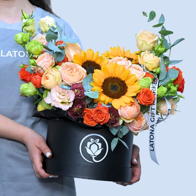 Flower in a box  "Sunny Summer" with Sunflowers