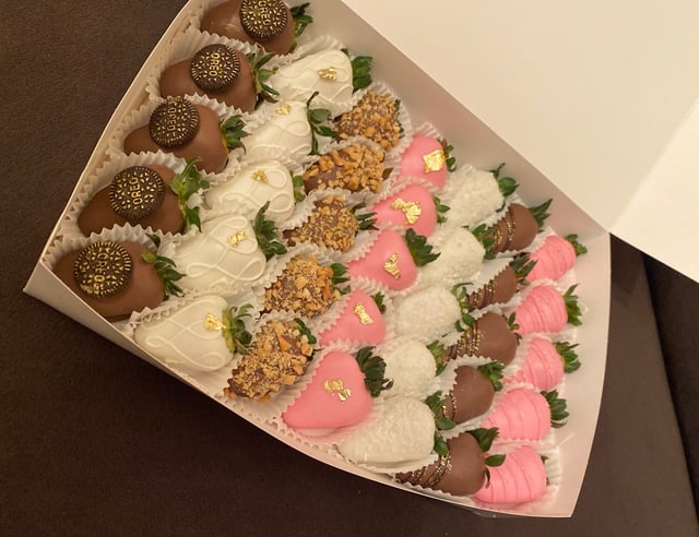 Large box with strawberries