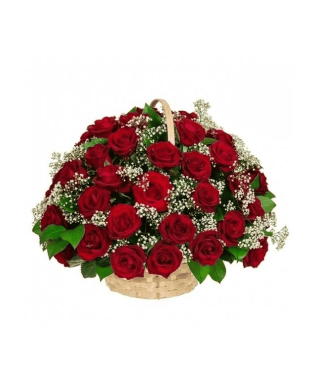 Classic basket with red roses