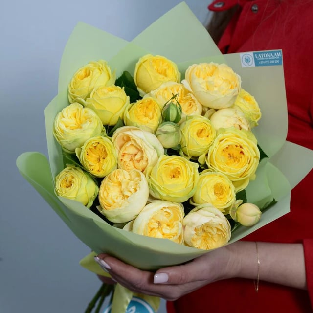 Bouquet "Zara" with Yellow Peony Roses